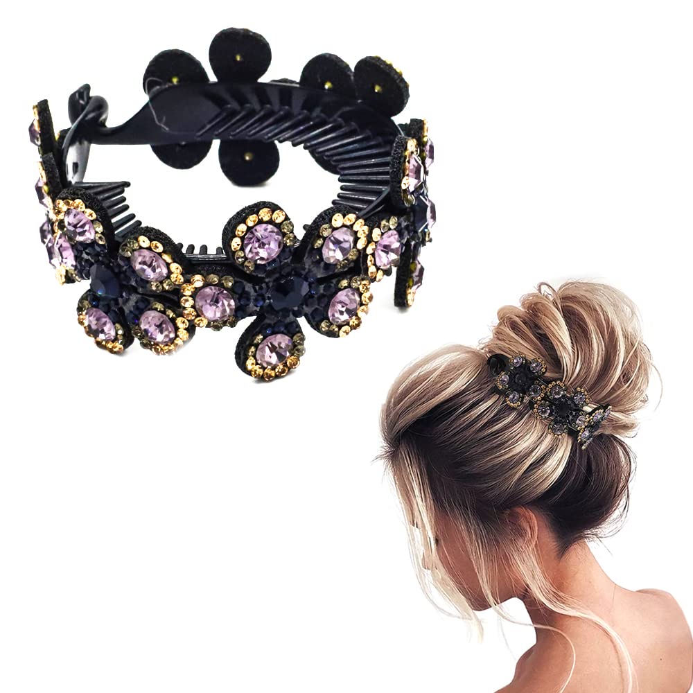 MAYCREATE Magic Bun Hair Clip for Women Ladies Hair Comb Pin,Floral Rhinestone Bridal Hair Bun Maker,Stylish Hair Accessories MAYCREATE Magic Bun Hair Clip for Women Ladies Hair Comb Pin,Floral Rhinestone Bridal Hair Bun Maker,Stylish Hair Accessories